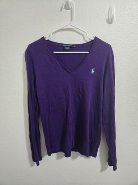 Ralph Lauren Sports | Purple V-Neck Long-Sleeve Top